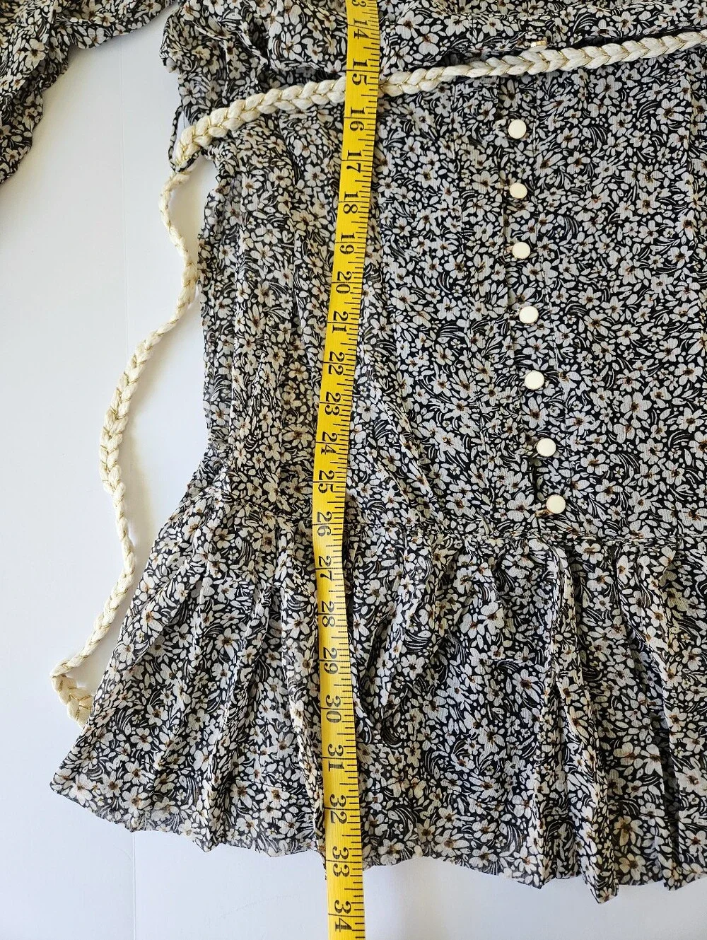 Olivaceous Womens Small Floral Mini Dress NWT Button Front Long Sleeve Belted